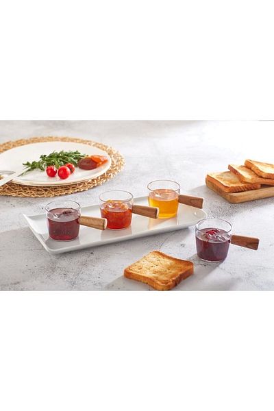 Ecolux 2 Pieces Wooden Bamboo Handle Mica Mini Sauce Bowl Jam Bowl Snack Bowl Multi-Purpose Presentation Bowl