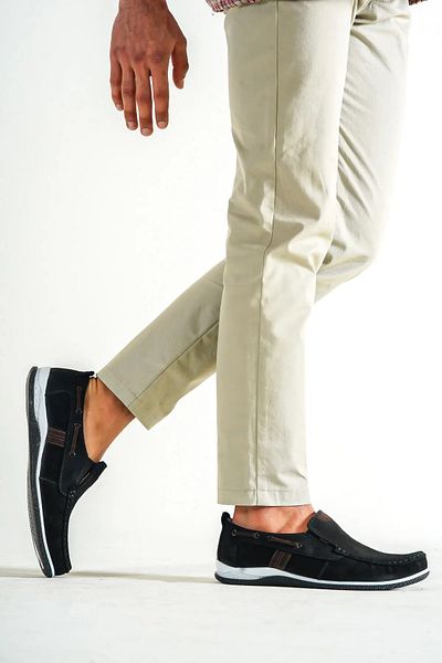 Deripabuc Genuine Leather Black Nubuck Men's Leather Casual Shoes Mrd15-3004