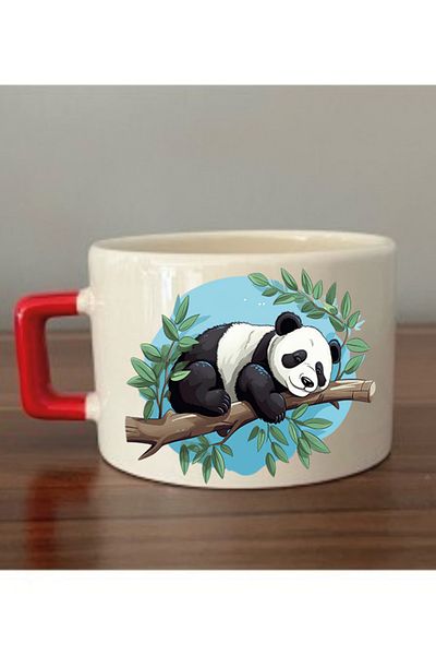 lili hediyelik Panda Printed Ceramic Tea and Coffee Gift Cup - Sleeping on a Branch Cup Mug Cup