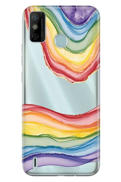 TECNO Spark 6 Go Uyumlu Kılıf Resimli Desenli Silikon Rainbow Ametist