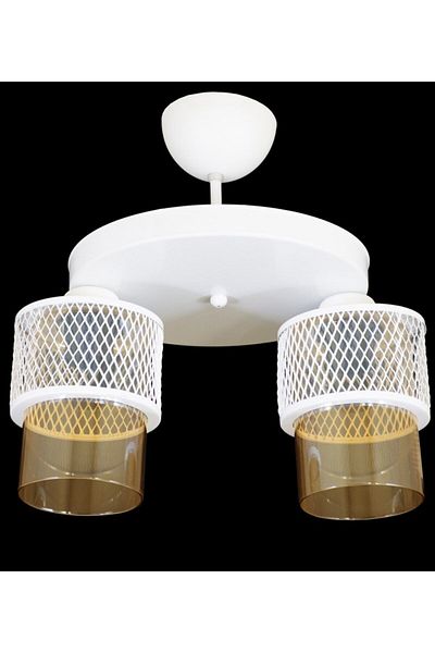 Lambadar Double Honey Glass Cage Model Modern Plafonier Chandelier