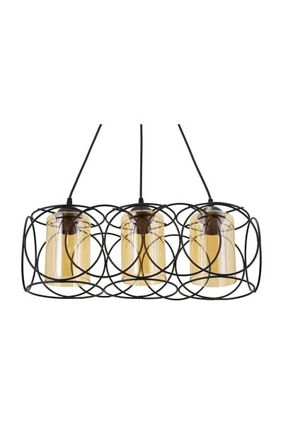 Lambadar Modern Sports Round Geometric Double Black Balcam Metal Pendant Lamp Chandelier