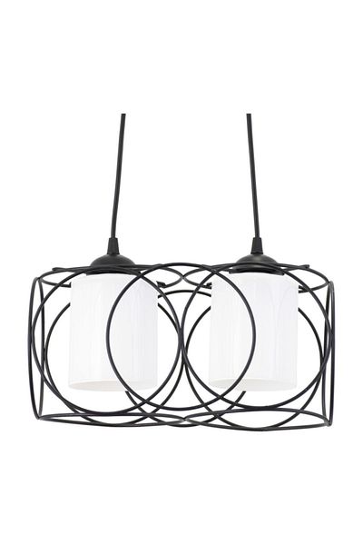Lambadar Modern Sports Round Geometric Triple Black White Glass Metal Pendant Lamp Chandelier