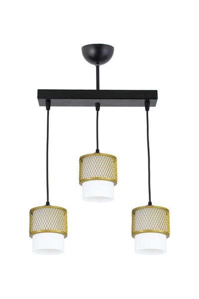 Lambadar Triple White Glass Cage Model Modern Pendant Lamp Chandelier