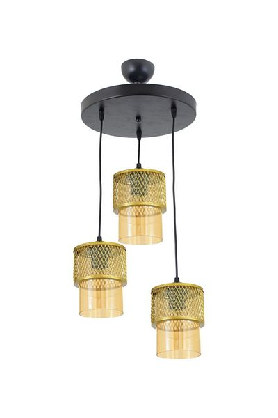 Lambadar Double Honey Glass Cage Model Modern Pendant Lamp Chandelier