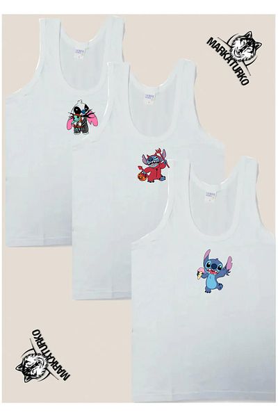 MarkaTurko PACK DE 3 TRIUCURI CLASICI IMPRIMATE CU DESIGN SPECIAL STİTCH BĂIETĂ