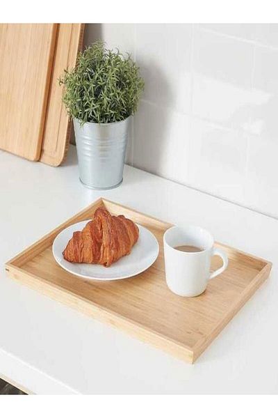 IKEA OSTBIT Decorative Serving Tray - Wood and Bamboo 30x40 CM