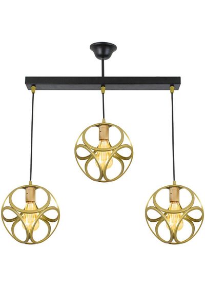 Lambadar Gold Triple Modern Circle Cube Model Pendant Lamp Chandelier