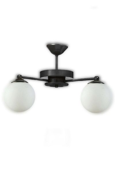 Lambadar Black 2-Piece Modern Glop White Glass Plophonier Model Chandelier