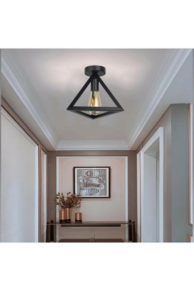 Lambadar Petek Yeni Tarz Detaylı Rustik Model Üçgen Tekli Plofonyer Avize