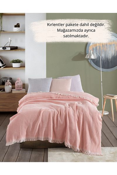 Lux Touch سرير قطني مفرد من Lily Salmon - غطاء أريكة بيكيه مقاس 145 × 200 سم