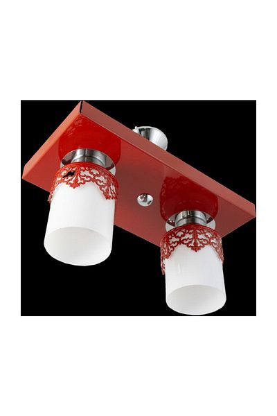Lambadar Double Modern Sports Model Rectangular Tray Crown Red Chandelier
