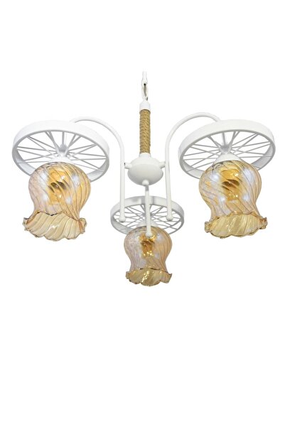 Lambadar Spor Modern Rustik Retro Üçlü Model Teker Sarkıt Avize