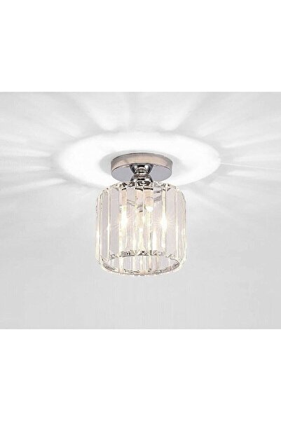 Lambadar Kristal Taşlı Model Modern Tekli Plafonyer Model Krom Avize