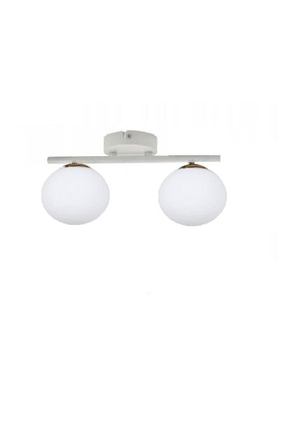 Lambadar White Double Modern White Globe Glass Plafonier Chandelier