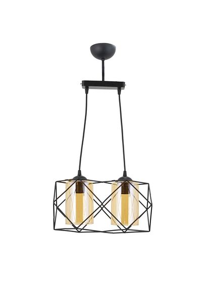 Lambadar Modern Sports Square Geometric Double Black Balcam Metal Pendant Lamp Chandelier