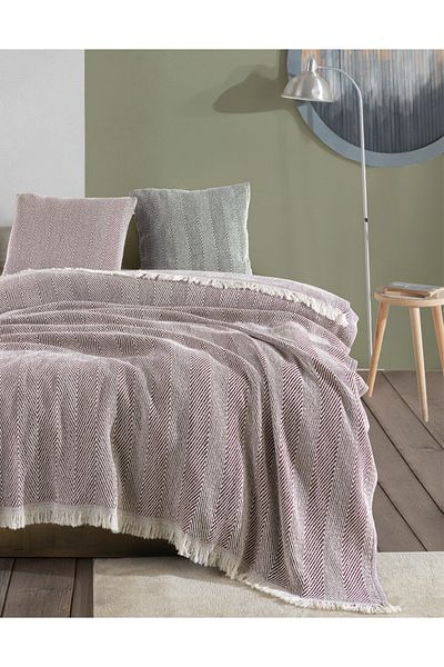 Lux Touch Lily Plum - Μονόκλινο 145x200 cm Βαμβακερό Φουντωτό Καναπές Κρεβάτι, Κάλυμμα Πολυθρόνας Καναπέ