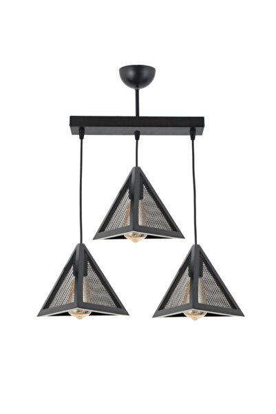 Lambadar Petek Yeni Tarz Rustik Model Üçgen Üçlü Sarkıt Avize