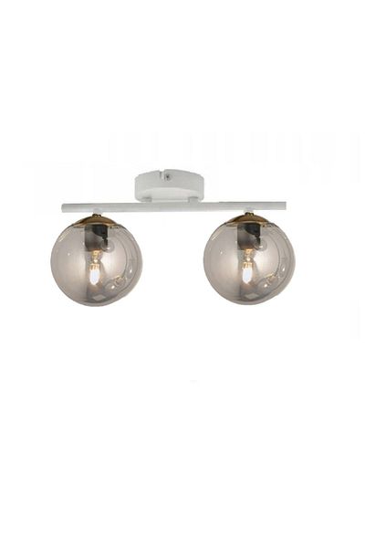 Lambadar White Double Modern Smoked Glass Plafonier Chandelier