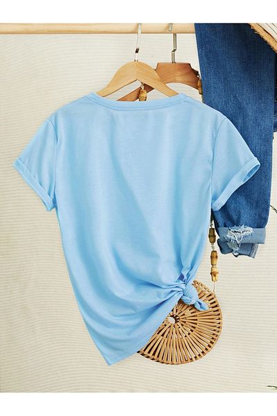 Mella&Co Kelebek1 Tricou cu imprimeu supradimensionat pentru femei din bumbac pieptănat