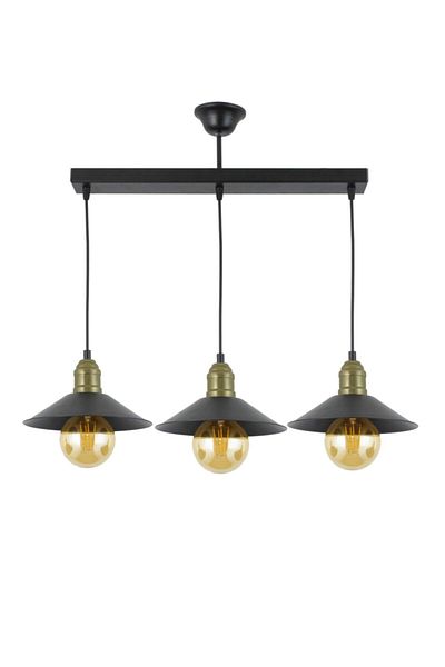 Lambadar Triple Black Retro Rustic Model Modern Metal Pendant Lamp Chandelier