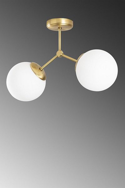 Lambadar Double Antique Modern Acrobat Model White Globe Glass Chandelier