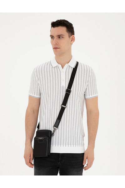 Pierre Cardin Ανδρικό μπλουζάκι ASAR ριγέ Slim Fit με ελαστικό γιακά πόλο
