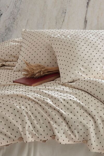 Macas Home Freya Khaki 100% Cotton Washable Vintage Single Duvet Cover Set 160*220 Frykhtkt