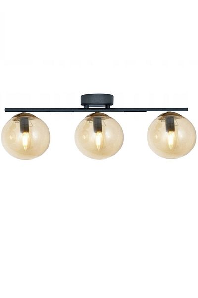 Lambadar Black Triple Modern Balcam Glass Plafonier Chandelier
