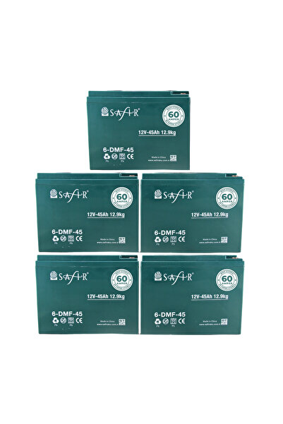 SAFİR Safir Jel Akü 12 V - 45+ Ah 12.9kg (60 Ah Uyumlu) 5'li Set