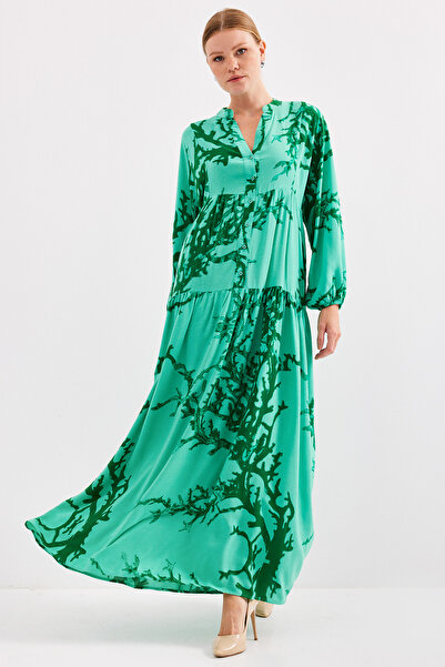 Bigdart 2423 Μοντέλο Φόρεμα με αυθεντικό σχέδιο - Σκούρο πράσινο