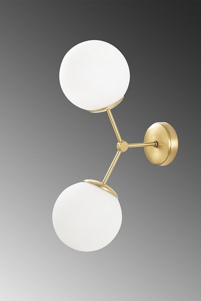 Lambadar Modern White Globe Glass Double Black Acrobat Model Sconce