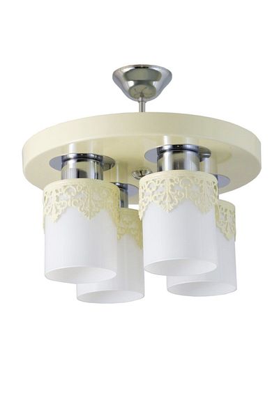 Lambadar Quadruple Modern Sports Model Round Tray Crown Cream Chandelier