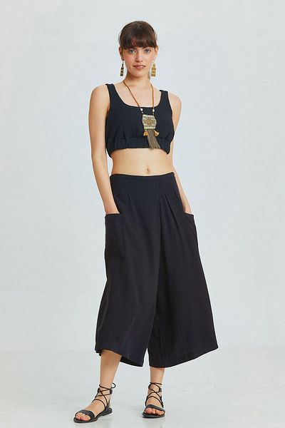 Clandestino Black Authentic Cropped Pants - Wide Leg