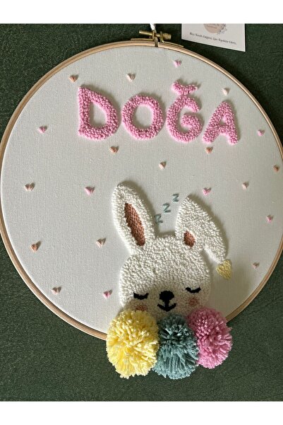 punch passion Bebek kapı süsü, hastane kapı süsü,  30 cm, punch nakışlı, isim...