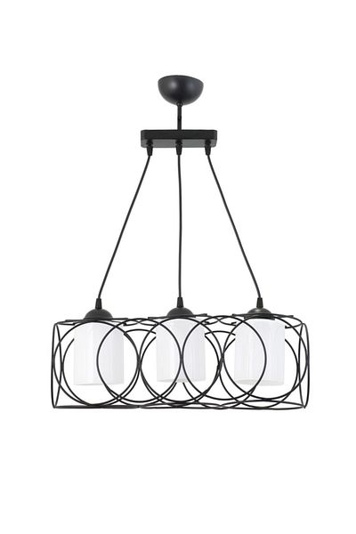 Lambadar Modern Sports Round Geometric Triple Black White Glass Metal Pendant Lamp Chandelier