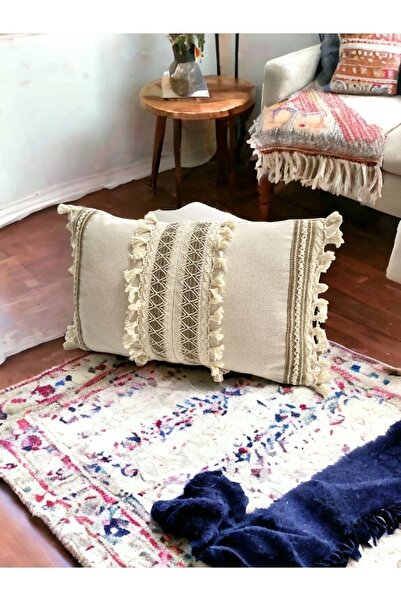 NDC HOME Special Design Brown Lace Cream Throw Pillow Cushion Cover [35x55]