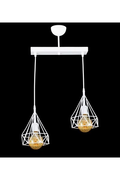 Lambadar Double White Prism Model Pendant Lamp Chandelier