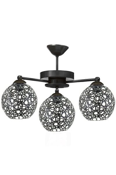 Lambadar Black 3-Piece Modern Seljuk Motif Plophonier Model Chandelier