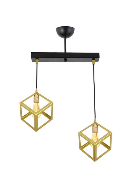 Lambadar Rustic Retro Model Geometric Pendant Lamp Metal Cube Chandelier