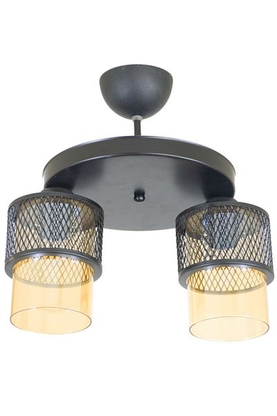 Lambadar Triple Honey Glass Cage Model Modern Plafonier Chandelier