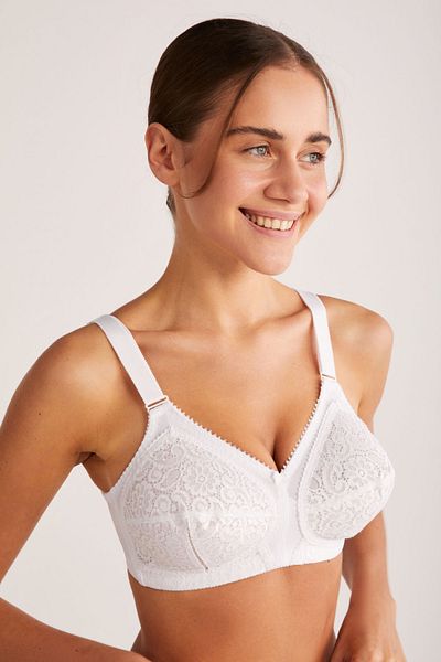 Kom New Lace Non-wired Gathering White Bra
