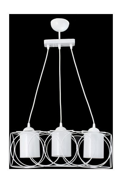 Lambadar Modern Sports Round Geometric Triple White White Glass Metal Pendant Lamp Chandelier