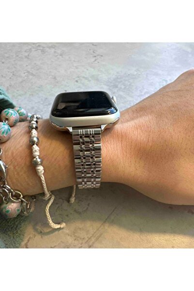 Bushco Store Apple Watch Paslanmaz Çelik Slim Gümüş Rolex Tasarım Kordon 42-4...
