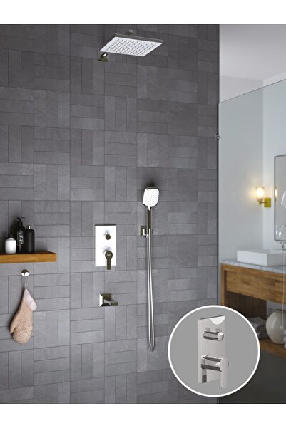 TESKA Ciera Beyaz Camlı Üç Yönlü Ankastre Banyo Bataryası