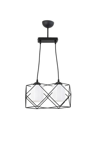 Lambadar Modern Sports Square Geometric Triple Black White Glass Metal Pendant Lamp Chandelier