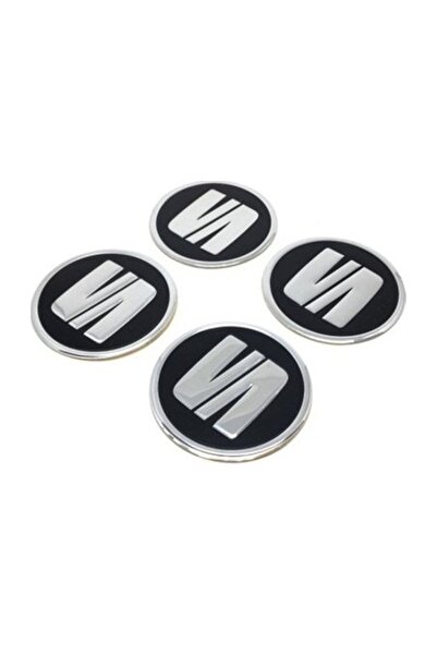 GARDENAUTO Seat Jant Göbeği Alüminyum Sticker Yapıştırma 60mm 4'lü Set Siyah