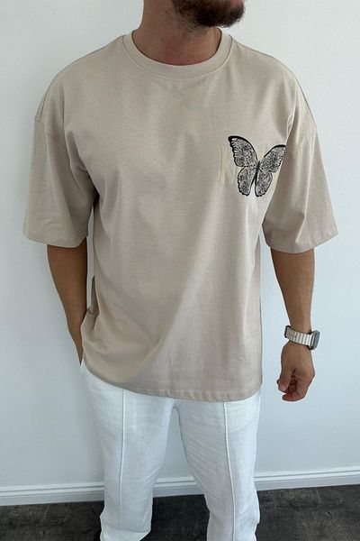 MADZEYMODA Ανδρικό μπλουζάκι με στάμπα με κοκάλι με λαιμόκοψη