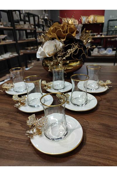 Paşabahçe Stoned Butterfly Pandora's Box - 1 Sinif Special Gift Tea Set
