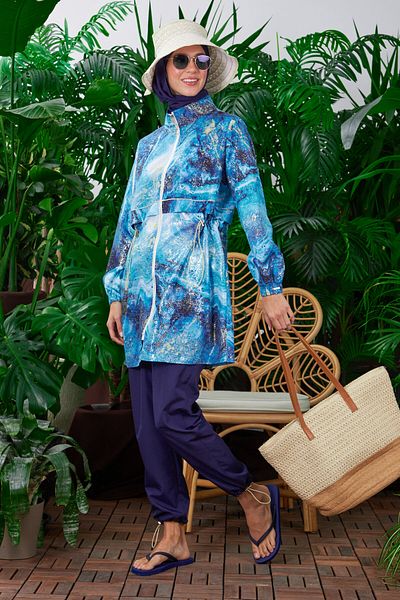 Moodbasic MOODBASIC - Stright Curing Parachute Fabric Stylish Hijab Swimsuit (Not Included the Hat Product)